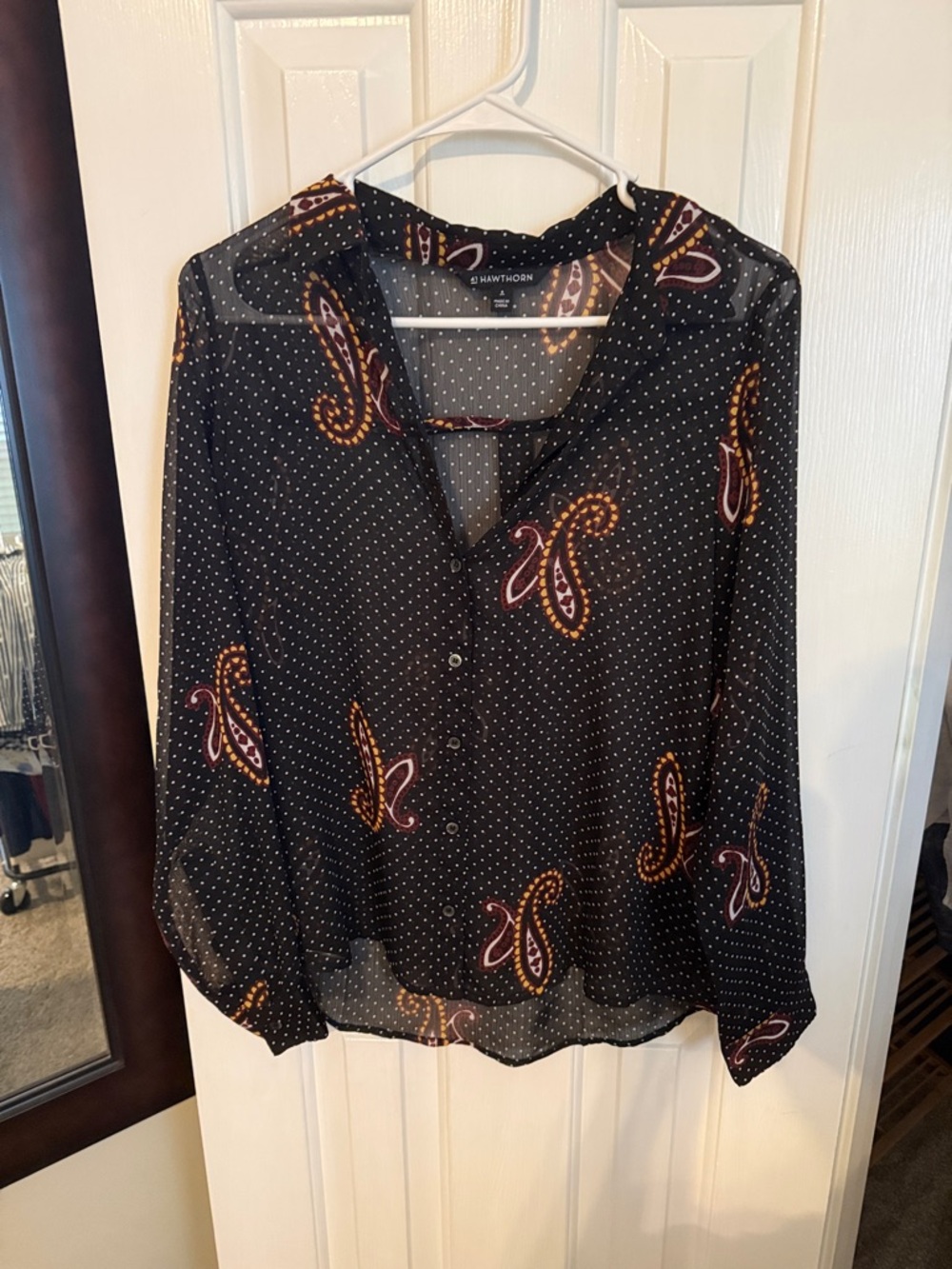 41 Hawthorn Black Paisley Dot Button-Front Blouse